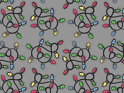 Christmas Lights Pattern christmas christmas lights gray holiday holidays illustration lights pattern