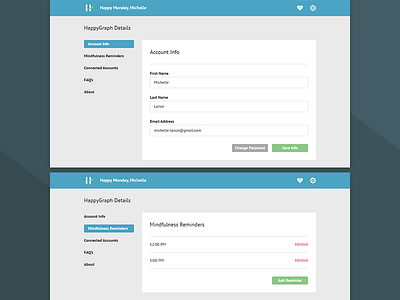 Alternate Settings Page buttons forms interface settings tabs ui ux