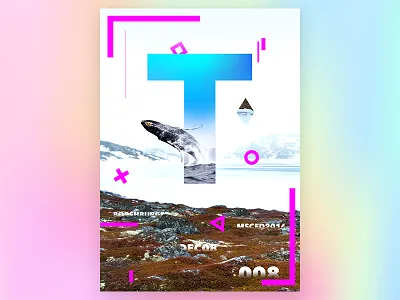 Abstract poster, msced 008 abstract double exposure doubleexposure gradient msced postereveryday t tundra typography webpunk whale