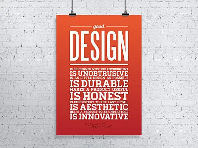 What Design Is Good Design poster dieter rams good design gradient inspiration poster print quote subtle typography