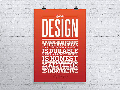 What Design Is Good Design poster dieter rams good design gradient inspiration poster print quote subtle typography