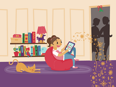 Christmas Wishes beanbag cat christmas girl holiday ipad wish xmas