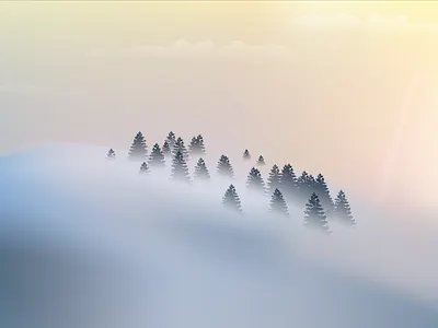 Fog art clouds fog gradient grey illustration nature sky softwood sun trees wood