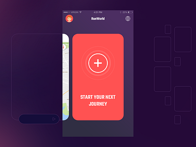 Run World art fitness journey map mobile app physical run run world sports track uiux visual design