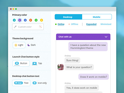 Customizer application chat customizer design web design widget