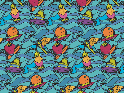 Repeatable Fruits fruits pattern surfing vectorart waves