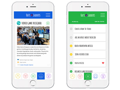 Hats And Ladders app career color colorful educational interface mobile ui