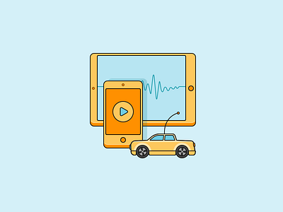 Illustration audio books for children baby car icon illustratiion ipad iphone kids lowrider outline toy