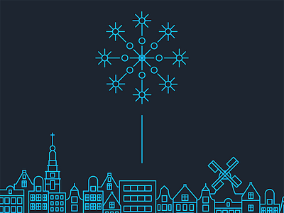 Amsterdam Skyline on New Years Eve amsterdam city illustration line art new year new years eve nye skyline