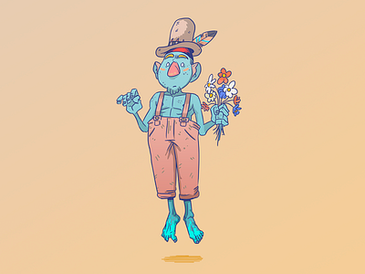 UPS! character cowboy floating flowers foot illustration indian weird