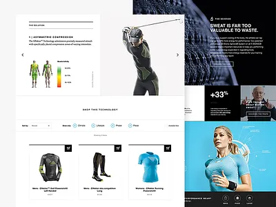 X-Bionic Redesign athletic clean infographic sportswear web