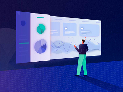 Dashboard illustration blue dashboard diagram illustration interface man ui ux