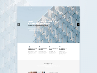 December blue header landing light page website