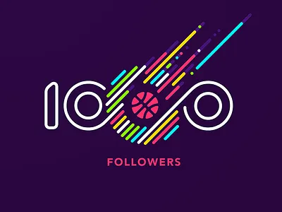 1000 Followers 1000 branding design dribbble flat followers icon illustration lettering typography vector