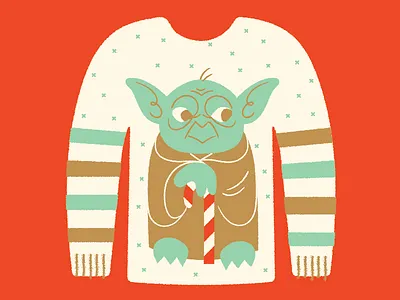 Ugly Sweater Day candy cane christmas festive holiday illustration shirt star wars sweater ugly yoda