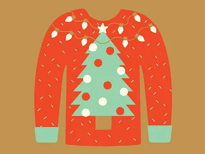 Ugly Sweater Day christmas festive holiday illustration ornaments pine shirt sweater tree ugly