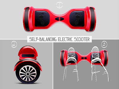 Self Balancing Electric Scooter icons objects vector web elements
