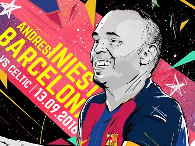 Iniesta football illustration soccer vector