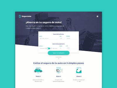 Segurama Home aqua blue branding clean color flat insurance ui ux website