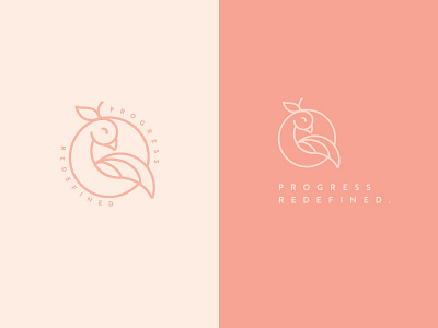 Progress Redefined. badge bird branding food fruit icon identity logo mark orange quail wellness