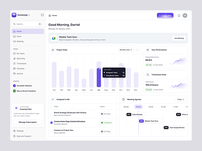 Productivity Dashboard Home Page app design chart clean dashboard design diagram graphic hr hr management overview productivity saas simple statistics task task management ui ux