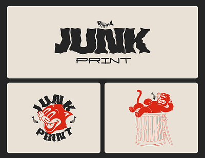 Brand identity + mascot design for Junk Print brandidentity branding graphic design logo mascot mascotdesign