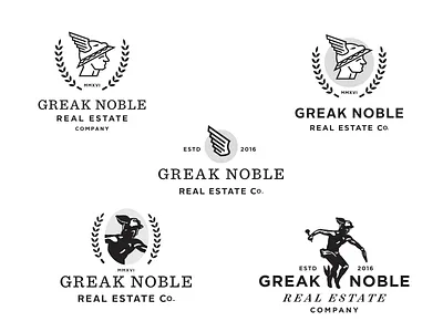Greak Noble Real Estate Co. company god greek hermes laurel logo real estate wing