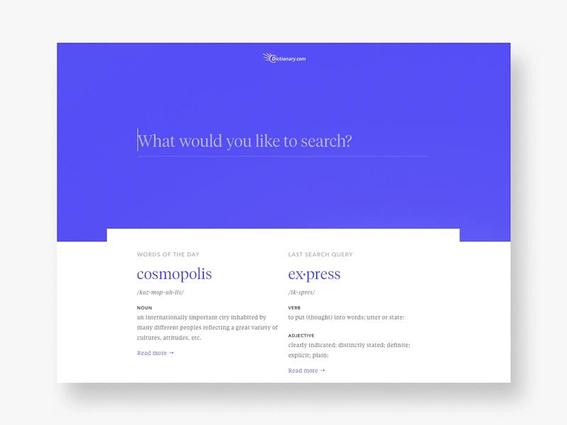 Redesign Dictionary.com animation redesign sketch ui ux