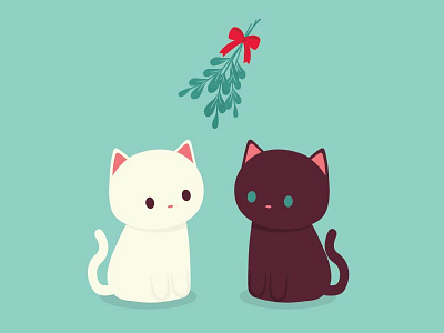 Mistletoe animals cat character design christmas cute design digital frosty hat mistletoe simple vector