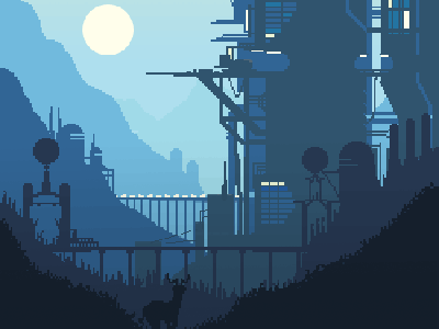 Docking station 8 bit animated art deer gif hexels illustration pixel retro spaceship train