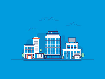 Nuvem: Office buildings buidling city cloud door office roof silhouette skyline town trees window