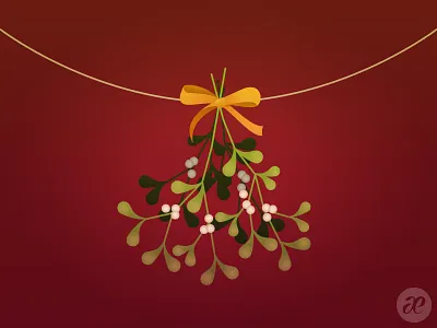 Meet me under the mistletoe christmas digital illustration mistletoe vector