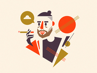 Self-portrait character cigarette illustration man portrait self selfy shapes suprematism