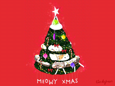 Almost meowy xmas!! candy cane cat christmas christmas tree ornament red xmas