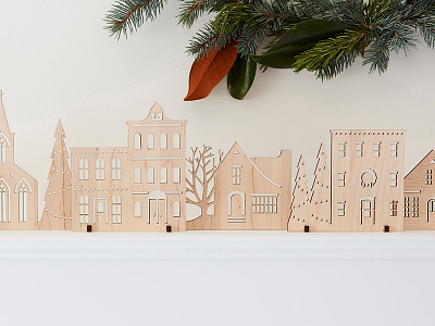 Wood Holiday Village holiday laser cut village wood