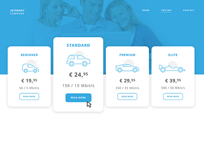 Pricing page UI cars illustration interface material minimal outline price pricing ui user ux webdesign