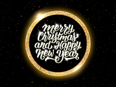 Merry Christmas and Happy New Year lettering banner card christmas design golden greeting happy lettering luxury merry new year typography