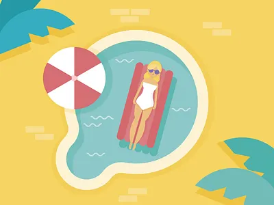 Summer australia backyard christmas float girl illustration pool relax summer