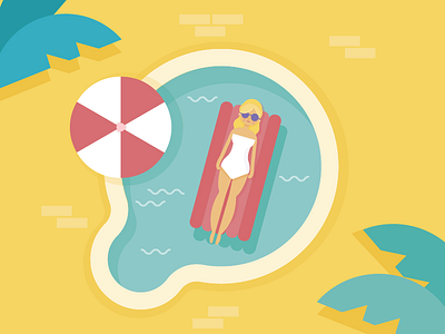 Summer australia backyard christmas float girl illustration pool relax summer
