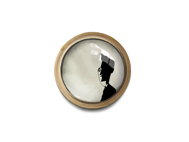 Fikret taking notes gif glass illustration silhouette steampunk window