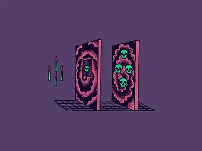 Candle Skull Projection Figure A candle design drawing exiled figure illustration infinite mystic pen projection skull swirl