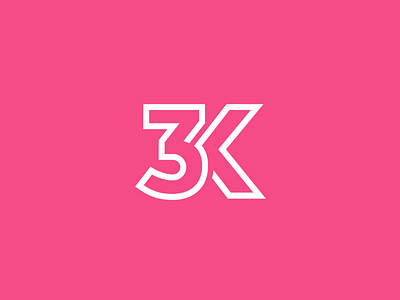 3K Followers! 3k 3000 achievement brand branding celebration happy dribbble follower follow following font treatment initial number lettering logo identity milestone typography monogram