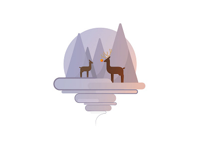 Christmas 2016 v2 christmas christmas ball deer holidays illustration minimal simple snow sunrise tree winter