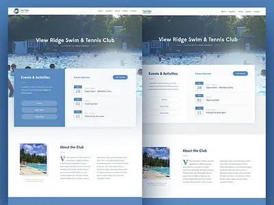Swim & Tennis Club website preview club country club homepage landing swim tennis ui web website