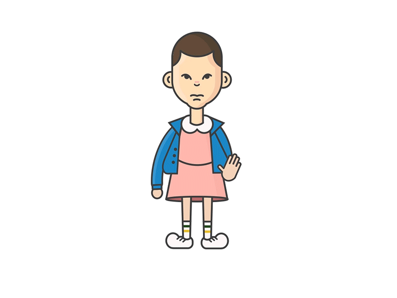 eleven 11 animation character design dribbble eleven flat illustration millenium falcon star wars stranger things vector