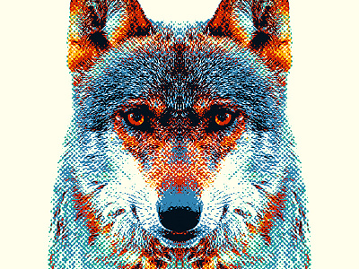 Wolf - Colorful Animals animal art blue color colourful design illustration nature portrait print wild wolf