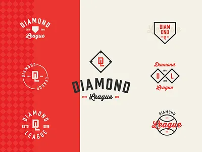 Diamond League badges baseball brand graphic design logos typography