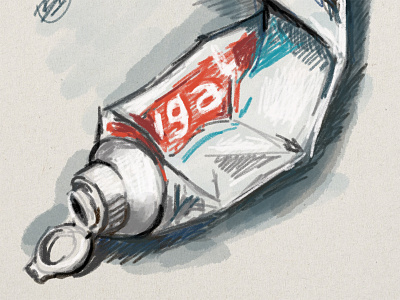 Tooth Paste - digital Sketch bamboo digital illustration sketch. tooth paste still life