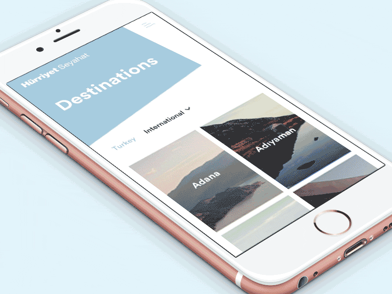 Hürriyet Seyahat - Destinations Page animation app gif hürriyet mobile principle responsive seyahat travel ui ux web