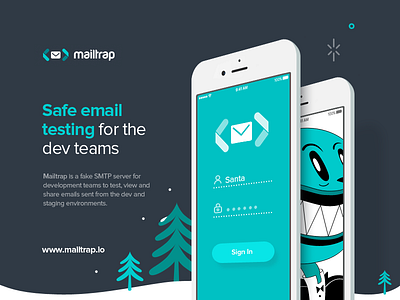 Mailtrap mobile with Christmas touch app button character christmas clean cute flat illustration minimal mobile simple vector